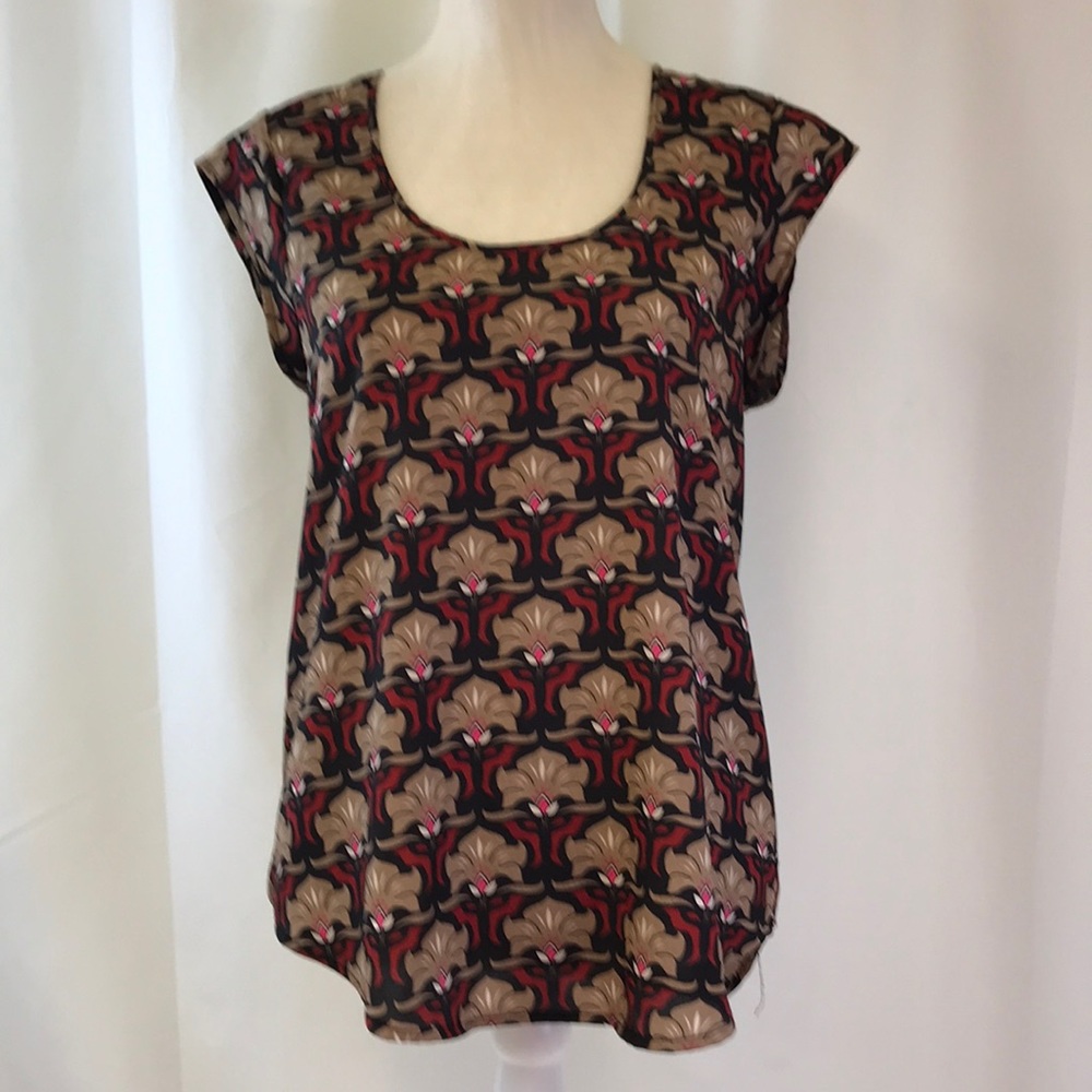Daniel Rainn Boho Print Cap Sleeve Blouse Size SM